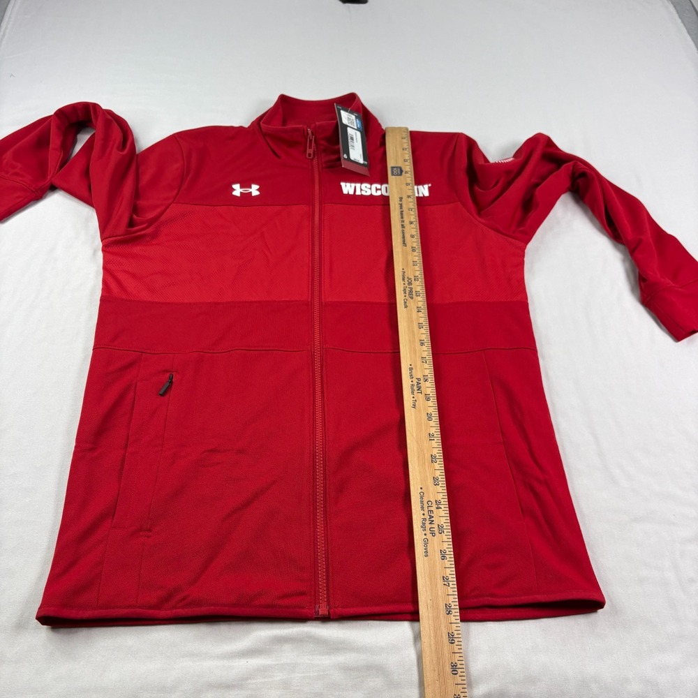 Wisconsin Badgers Jacket Mens Medium Red Under Armour Full Zip Performance NEW - Picture 6 of 11
